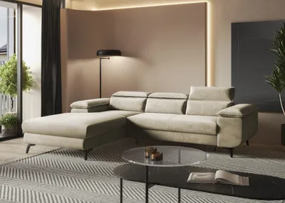 Produktbild von Easy4You FLAT Ecksofa Beige L-Form Links 276 x 74 x 205 cm mit Schlaffunktion und Stauraum - Schlafsofa mit Bettkasten - Moderne Wohnzimmermöbel – Stoff: Monolith 04