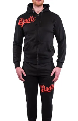 Produktbild von Gladts Jogginganzug – Schwarz mit rotem Logo – Größe L – Hochwertiger Trainingsanzug für Herren & Damen