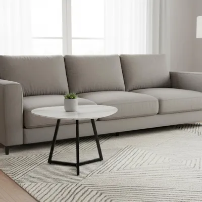 Produktbild von riess-ambiente Design Couchtisch MARVELOUS 70cm weiß Marmor Keramik schwarzes Metallgestell Sofatisch