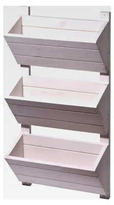 Produktbild von Wandbeet mit 3 Pflanzkästen | Blumentreppe aus Holz | Blumenleiter für Wandmontage | Pflanztreppe für Garten/Terrasse/Balkon | 38 x 17,5 x 79 cm | Weiß
