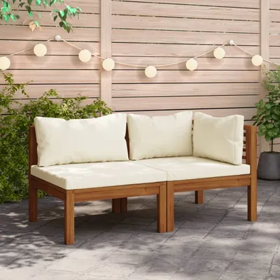 Obrázok produktu pre The Living Store 2-dielna sedacia súprava s krémovo bielymi vankúšmi z masívneho akáciového dreva