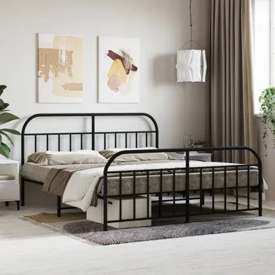 Image de Maison Exclusive - Lit métallique sans matelas avec pied de lit Noir 180x200 cm