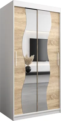 Produktbild von Kleiderschrank, Schiebetürenschrank Schlafzimmer, Schrank mit Spiegel MADRYT 100 cm