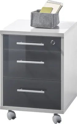Obrázek produktu pro Rollcontainer >Olivia< in lichtgrau aus Glas - 40x56x40cm (BxHxT)
