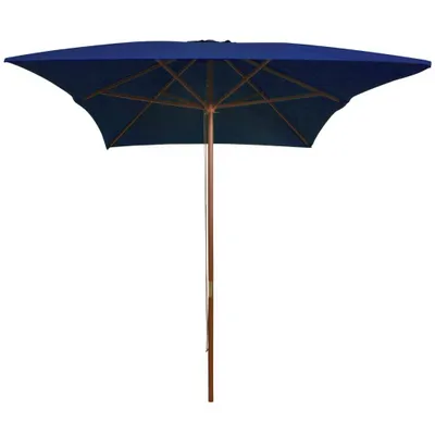 Image de vidaXL Parasol avec mât en bois 200x300 cm bleu