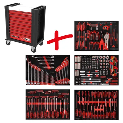 Produktbild von KS Tools  Performanceplus Werkstattwagen-Satz P10 mit 262 Werkzeugen, 810.5262