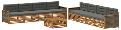 Produktbild von vidaXL Outdoor-Sofagarnitur 9 stk. Natur und Anthrazit