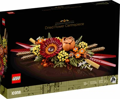 Produktbild von LEGO 10314 Icons Trockenblumengesteck Set, Botanical Collection zum Basteln für Erwachsene, künstliche Blumen mit Rose und Gerbera, Tischdeko oder Wanddeko