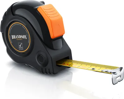 Zdjęcie produktu dla Taśma miernicza Brandson 5m z klipsem do paska - Wytrzymała stalowa taśma miernicza - Dalmierz z automatycznym systemem zwijania - Gumowana obudowa - Taśma miernicza kieszonkowa - Kąt zatrzymania