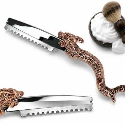 Image de Rasoir de barbier professionnel en cuivre de style dragon, Image générée par une IA