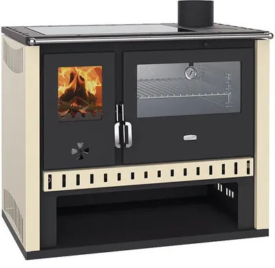 Produktbild von Prity GT FI G – Holzherd, Edelstahlbackofen, Glaskeramikkochfeld, 15 kW, Ivory Links