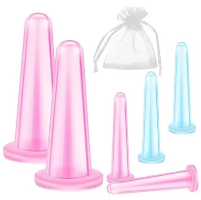 Produktbild von Gesichtscupping-Set - 6 Silikonbecher für Vakuummassage - WHZ00357