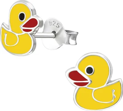 Produktbild von Kinderohrstecker: Mädchen Ohrringe Silber „gelbe Ente“