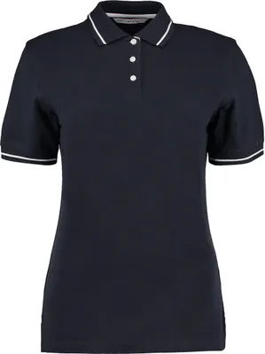 Produktbild von Kustom Kit - "St Mellion" Poloshirt Mit kontrastfarbenen Streifen für Damen PC6404 (40 DE) (Marineblau/Weiß)