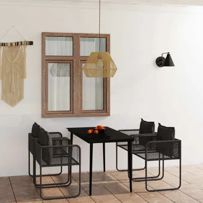 Zdjęcie produktu dla Maison Exclusive – 5-częściowy zestaw ogrodowy do jadalni, czarny