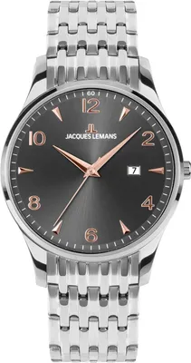 Jacques Lemans 1-2215J Herrenuhr London Anthrazit/Roségoldfarben 1