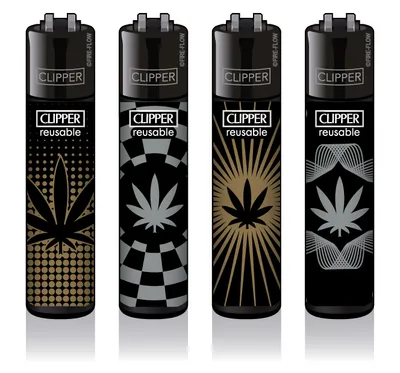 Zdjęcie produktu dla Zestaw 4 zapalniczek Clipper: Złote i srebrne listki