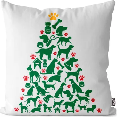Produktbild von VOID Hund und Katze Weihnachtsbaum Kissenbezug Kissenhülle Sofakissen Kissen Deko Outdoor-Kissen Dekokissen