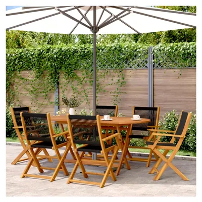 Produktbild von Gartenstühle 6 Stück klappbar Schwarz Akazienholz Balkonstühle für den Außenbereich