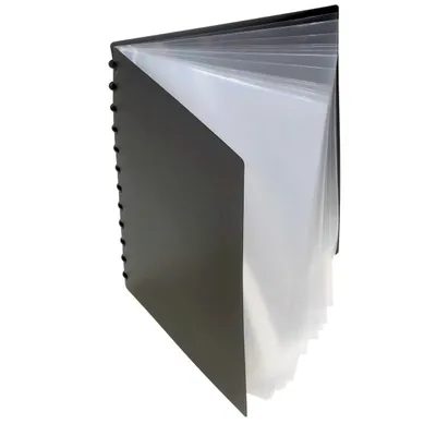 Produktbild von Sichtbuch, A4, 20 Hüllen mit T-Stanzung, 1 Stück6mm-Ringe, PP schwarz,
