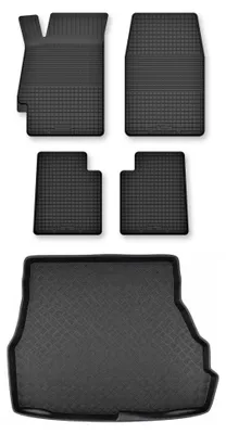 Zdjęcie produktu dla Dywaniki gumowe + mata bagażnika do Mazda 626 V GF 1997-2002 (sedan) – czarne, dobierane – Wielganizator Semi-Universal