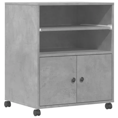 Image de vidaXL Support d'imprimante avec roulettes gris béton 60x48x74 cm