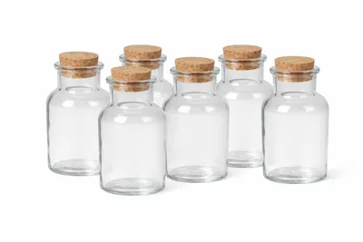 6er Set Glasfläschchen 150 ml mit Korkverschluss – für Öl, Essig, Sirup und Likör