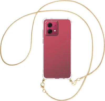 Produktbild von Handykette Backcover-Schutzhülle mit Band (Metall goldfarben) für Motorola Moto G84 5G (6.5'') - goldfarbene Snake-Kette