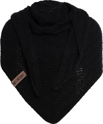 Zdjęcie produktu dla Szalik trójkątny Knit Factory Sally 220x85 cm gładki czarny