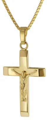 Produktbild von trendor Kruzifix-Anhänger 22 mm Gold 333 mit goldplattierter Halskette