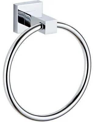 Image de Porte-serviettes, anneau de serviette chromé, porte-serviettes mural en acier inoxydable, porte-serviettes rond pour salle de bain et cuisine