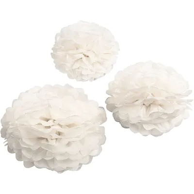 Produktbild von Creativ Company 590001, Dekorativer Pom-Pom, Papier, Weiß, Rund, 30 cm, 3 Stück(e)