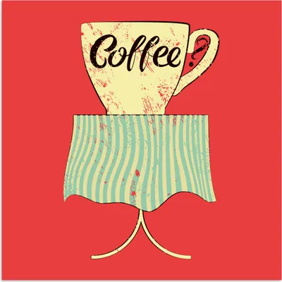 Produktbild von MuchoWow® Poster Kaffee? - Vintage - Kaffeebecher - Sprüche - Zitate 50x50 cm - Wohnzimmerdekoration