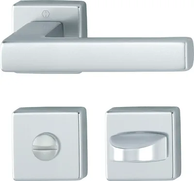 Produktbild von Hoppe Drückergarnitur Austin 2x Türklinke auf Rosette WC, Alu silber eloxiert
