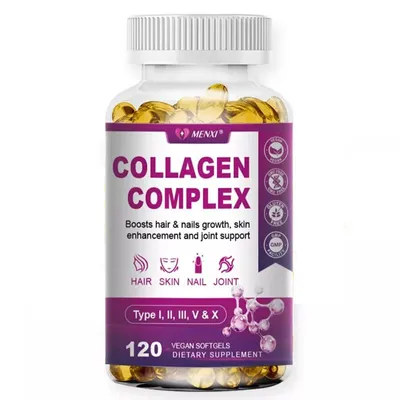 Image de Collagen Complex 2000 mg (120 gélules) Complément alimentaire, peau, cheveux, ongles, articulations, santé de la peau, soins du visage, anti-âge