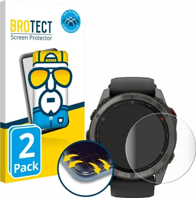 Produktbild von 2x BROTECT Fullscreen Schutzfolie für Garmin Fenix 8 Pro AMOLED (51 mm) Displayschutz Folie Fullcover Klar Transparent