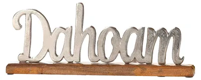 Imagen del producto de Letrero decorativo, "Dahoam", aluminio, madera de mango, color plateado, paquete de 3 unidades, largo: 5 cm, ancho: 43 cm, alto: 17 cm. Código: 48915 4009079489156