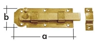 Produktbild von Türriegel mit Schlaufe und Knopfgriff 120x45x2,0mm gelb verzinkt