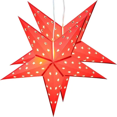 Produktbild von 2er Pack BRUBAKER Falt Weihnachtssterne mit je 10 LED, 60 cm Ø, Rot [++]