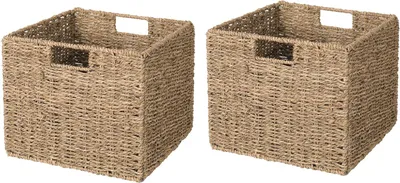 Produktbild von 2er-Set Regal Korb/Kallax Korb Geflochten / 29x 29 x 29H cm/Seegras Regalkorb/Faltkorb Flechtkorb/Regalbox Storage Box/Aufbewahrungskorb Regalkorb Faltbar