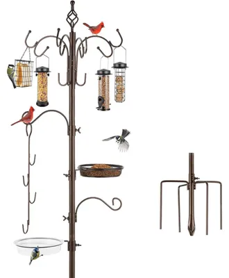 Produktbild von Vogelfutterstation mit 6 Haken und Vogeltränke 225 cm Eisen Schwarz