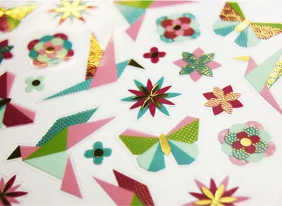 Produktbild von Aufkleber - Origami-Vögel und -Schmetterlinge - Vergoldung