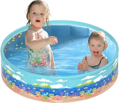 Produktbild von Famanu Kinderbadewanne Faltbar - Tragbares Schwimmbecken - Wasservergnügen im Freien - 120 x 45 cm - Blau