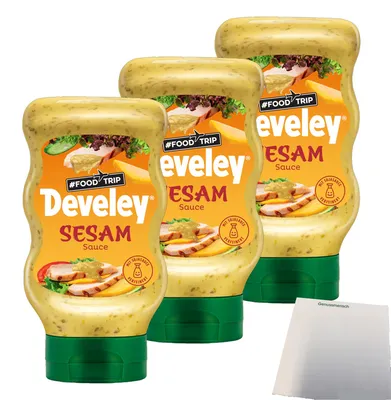 Produktbild von Develey Foodtrip-Sauce Sesam 3er Pack (3x300ml Flasche) + usy Block