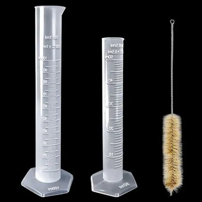 Immagine prodotto di Set di provette graduate in plastica da 50 ml e 100 ml, trasparenti, per il fai da te e i laboratori