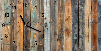 Produktbild von Wanduhr aus Glas mit Motiv Holzwandpaneele- 60 x 30 cm - inkl. Aufhängesystem