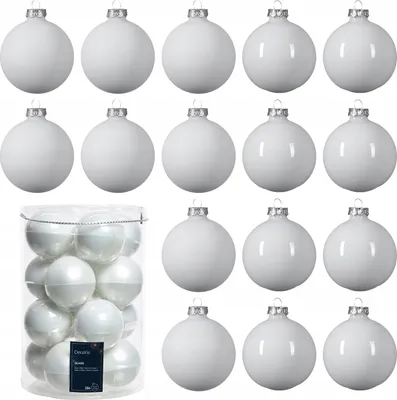 Produktbild von Weihnachtsbaum Glaskugel Set, Winterweiß/Matt-Glänzend 8cm, Hochwertige Deko, 16-teilig