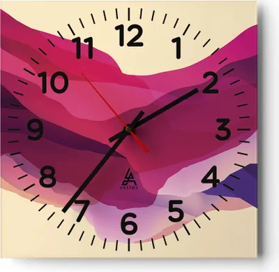 Produktbild von Wanduhr - Quadrat - Glasuhr - Abstraktion Berge Rosa - 40x40cm - Schleichendes Uhrwerk - Lautlos - zum Aufhängen bereit - Dekoration Modern - Wanddekoration aus Glas - C4AC40x40-4288