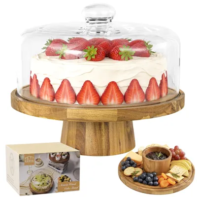 Produktbild von Solidchoice – Holztorte-Etage mit Glasdeckel, 30 cm