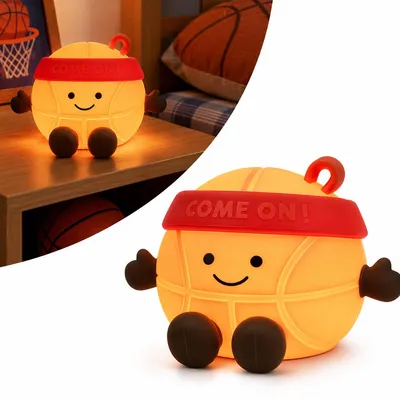 Produktbild von Basketball Nachtlicht für Kinder, LED Lampe mit RGB Farbwechsel, 3 Helligkeitsstufen, Timer, Wecker, USB aufladbar